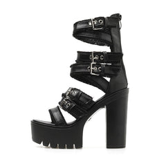 Black High Platform Sandals