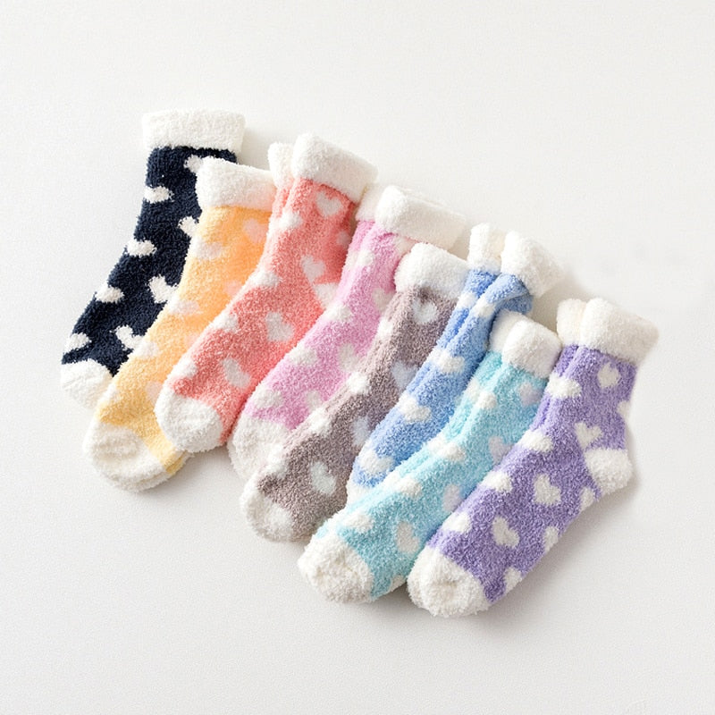 Warm Fluffy Heart Socks