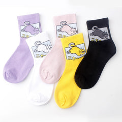 Colored Cartoon Cat Socks