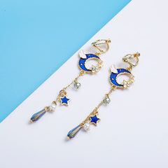 Moon & Star Asymmetric Earrings