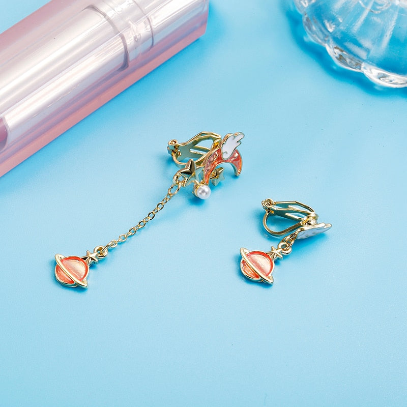 Moon & Star Asymmetric Earrings