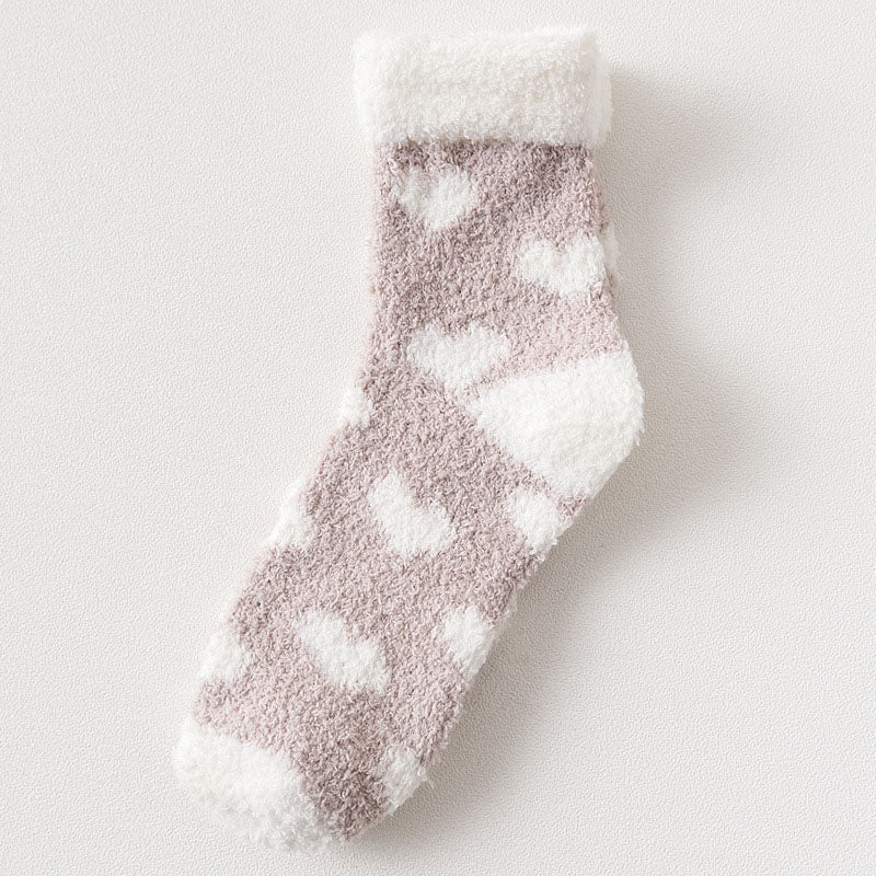 Warm Fluffy Heart Socks