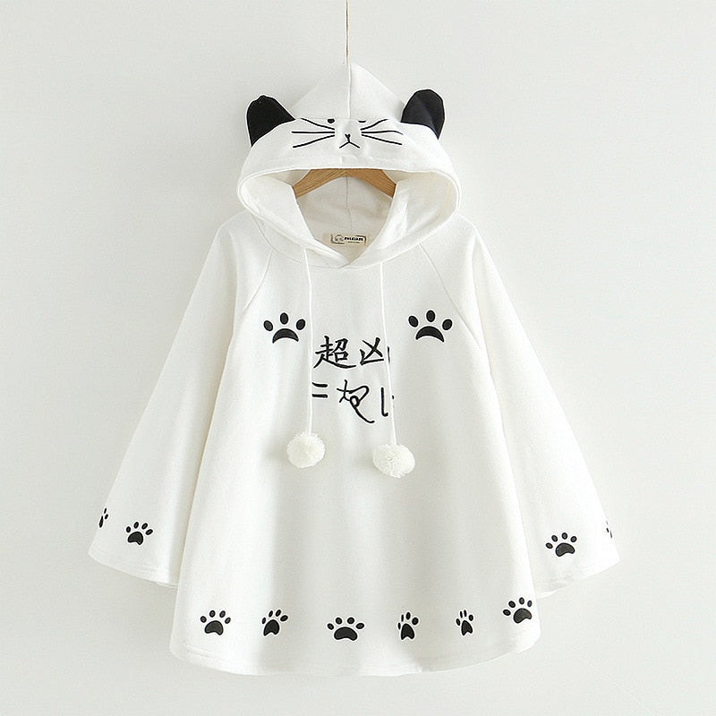 Kawaii Cat Ears Poncho Coat