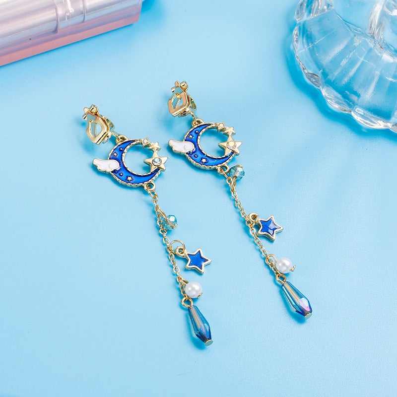Moon & Star Asymmetric Earrings