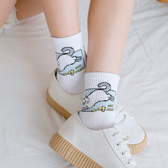 Colored Cartoon Cat Socks
