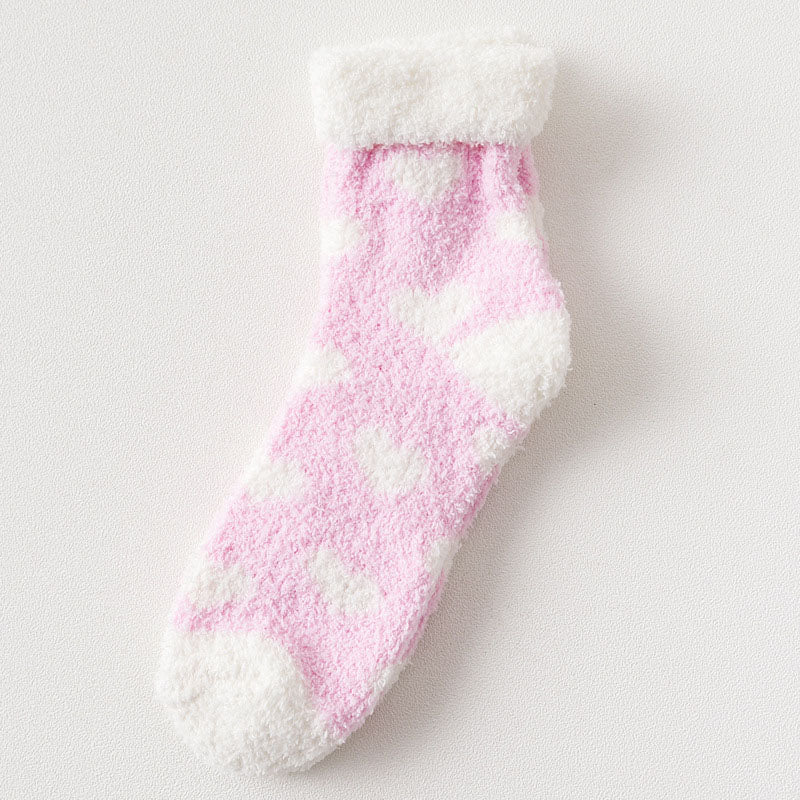Warm Fluffy Heart Socks