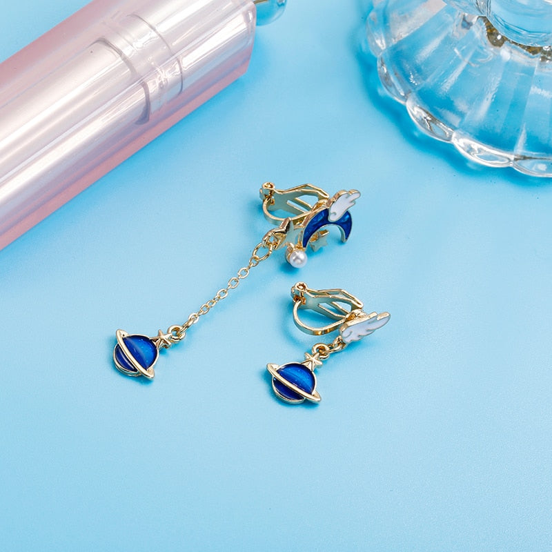 Moon & Star Asymmetric Earrings