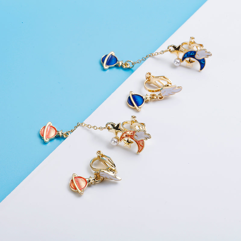 Moon & Star Asymmetric Earrings