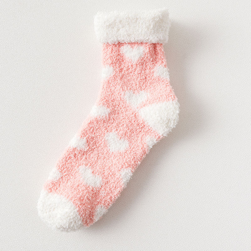 Warm Fluffy Heart Socks