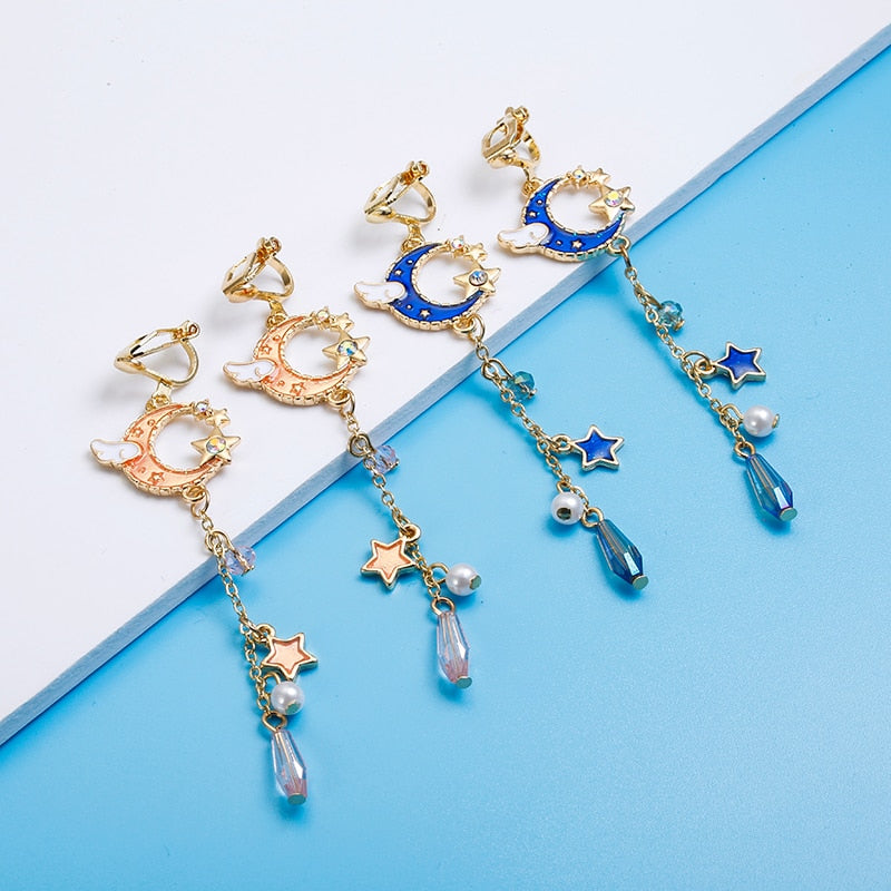 Moon & Star Asymmetric Earrings