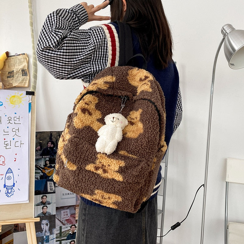 Cute Fluffy School Backpack
