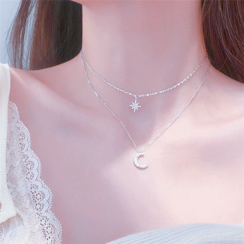 Shining Star & Moon Necklace