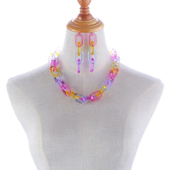 Acrylic Colorful Set Necklace Bracelet Earrings