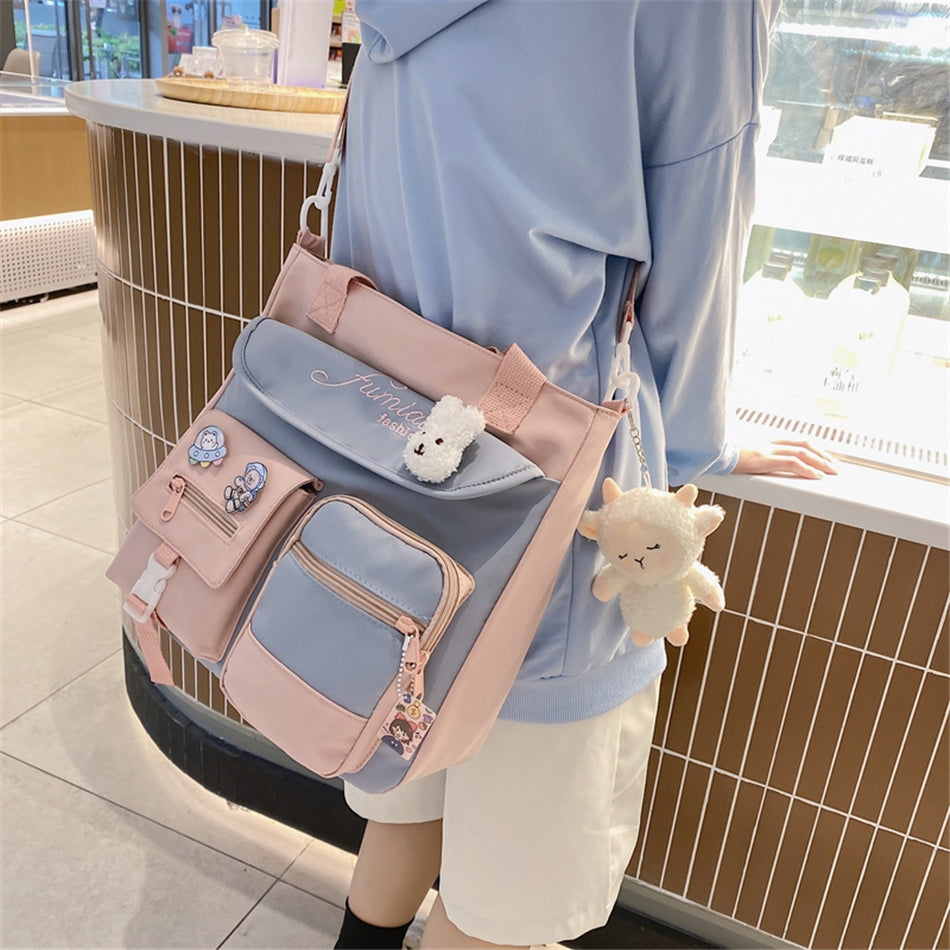 Nylon Patchwork Tote Bag