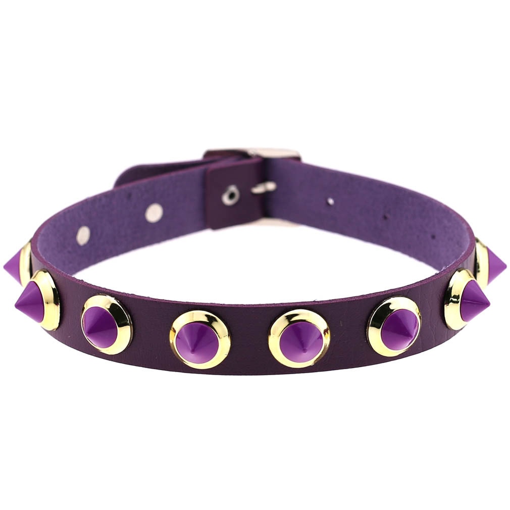 Purple Gothic Leather Chokers