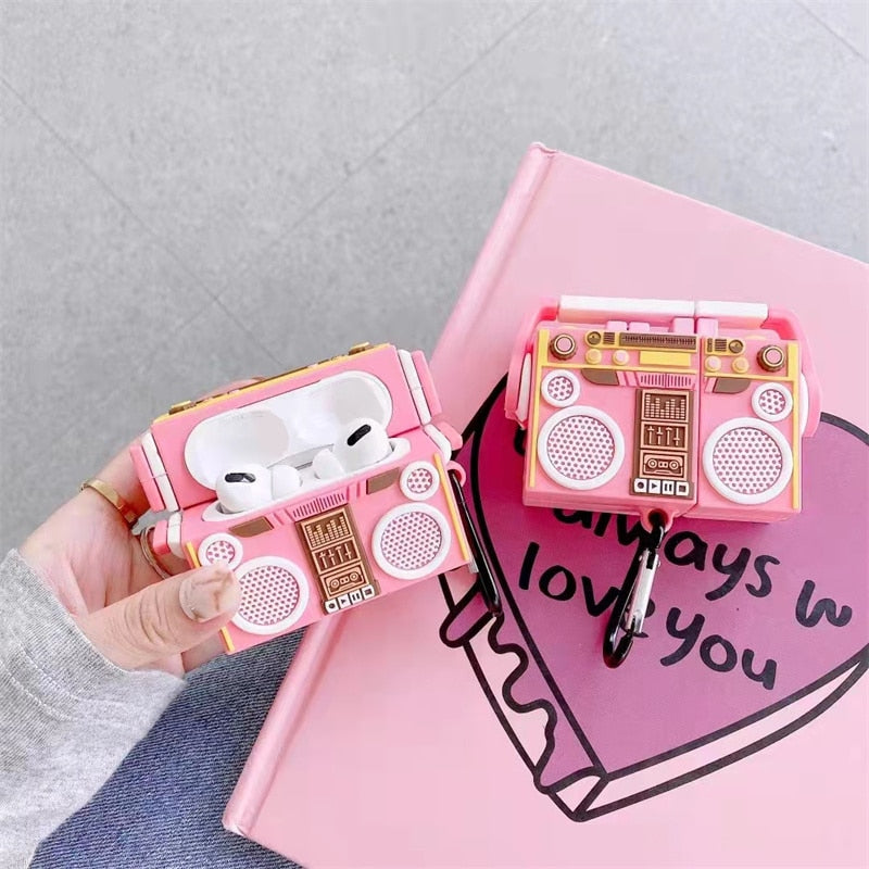 Pink Retro Radio Case For Airpods