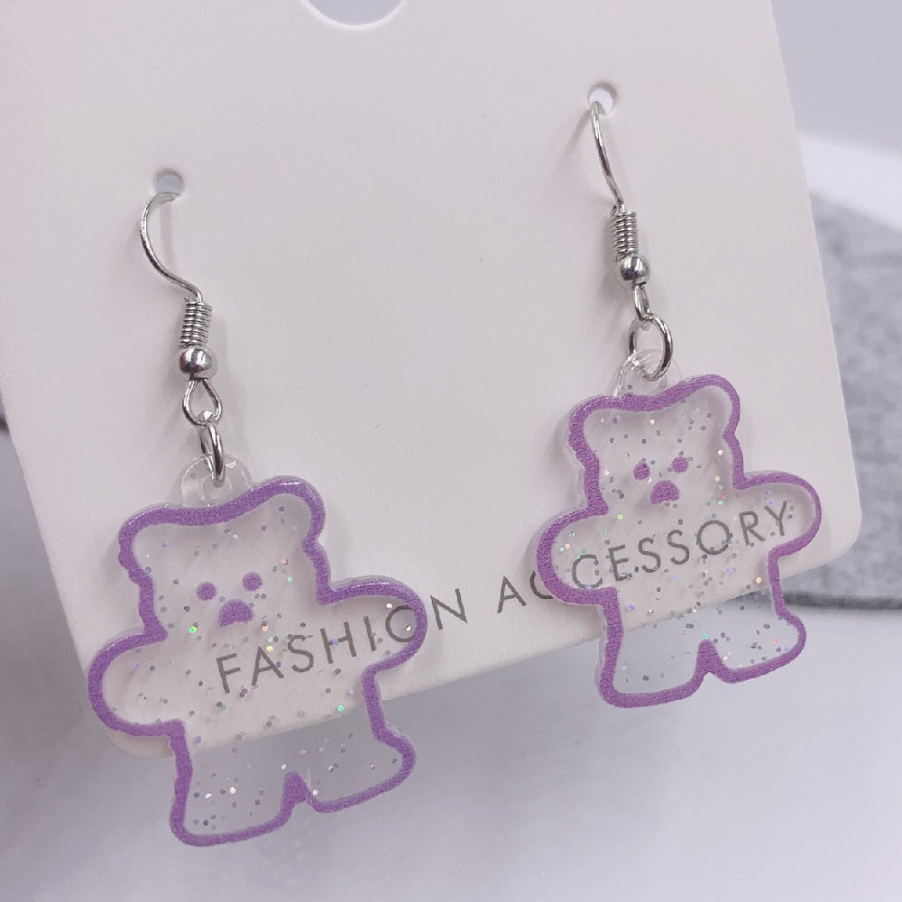 Kawaii Bear Transparent Earrings