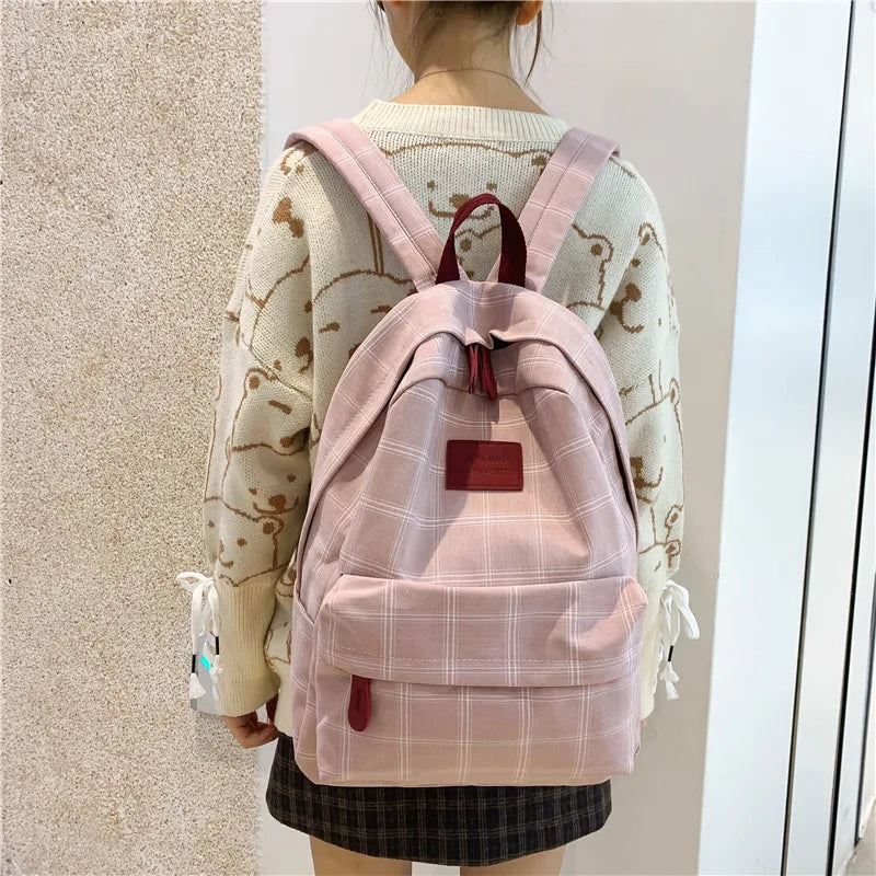 Korean Checkered School Bag