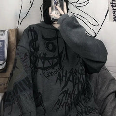 Harajuku Oversized Graffiti Hoodie