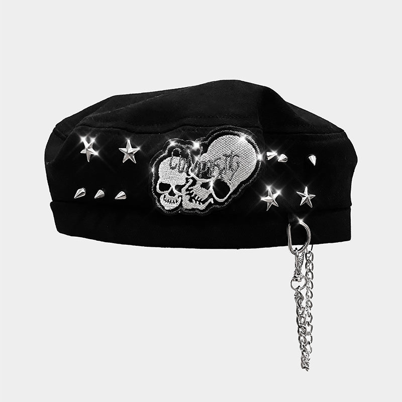 Harajuku Gothic Skull Beret Hat