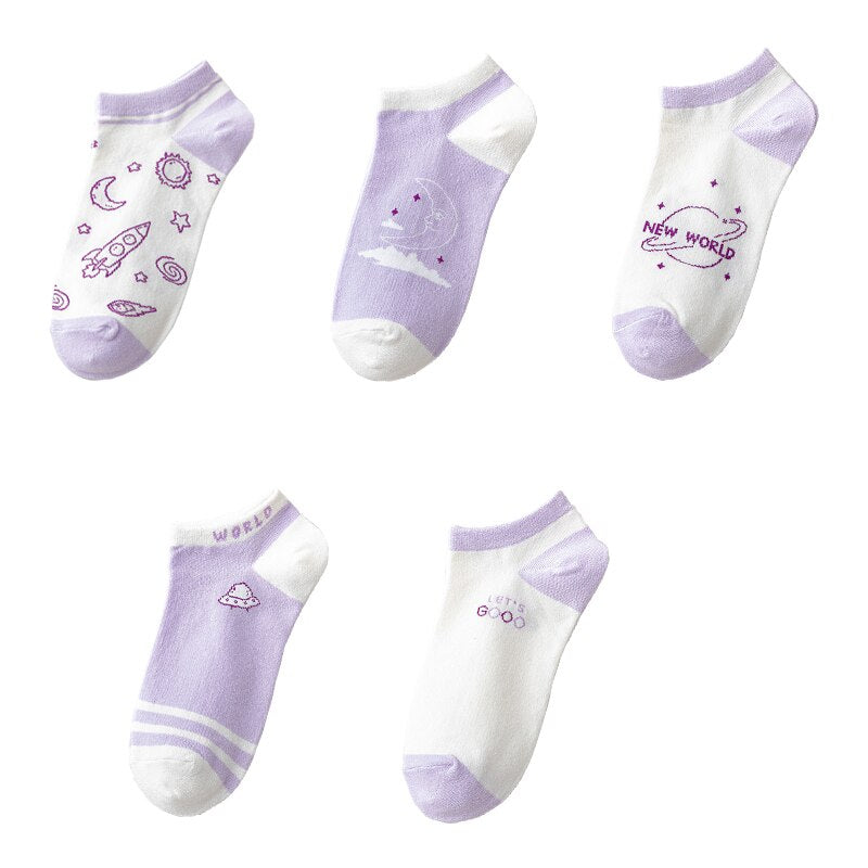 Ulzzang Girl Stars Planets Socks