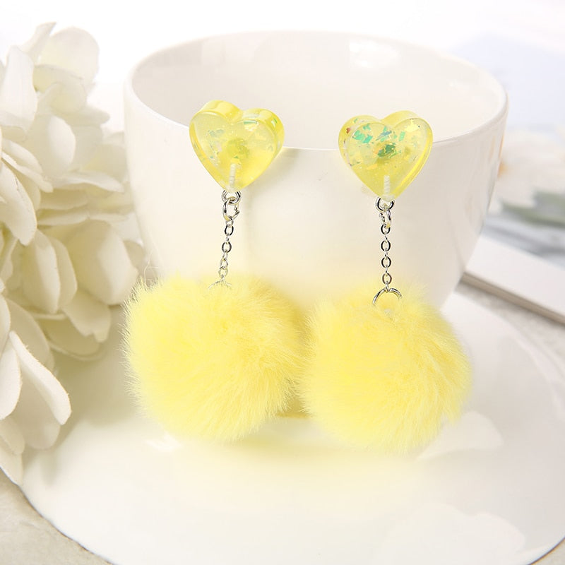Cute Fur Heart Earrings
