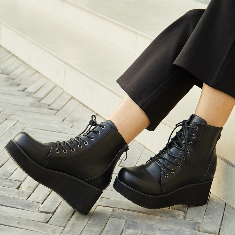 Holographic Leather Gothic Boots