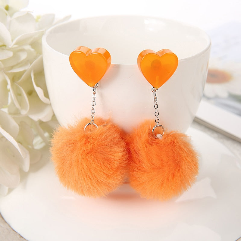 Cute Fur Heart Earrings