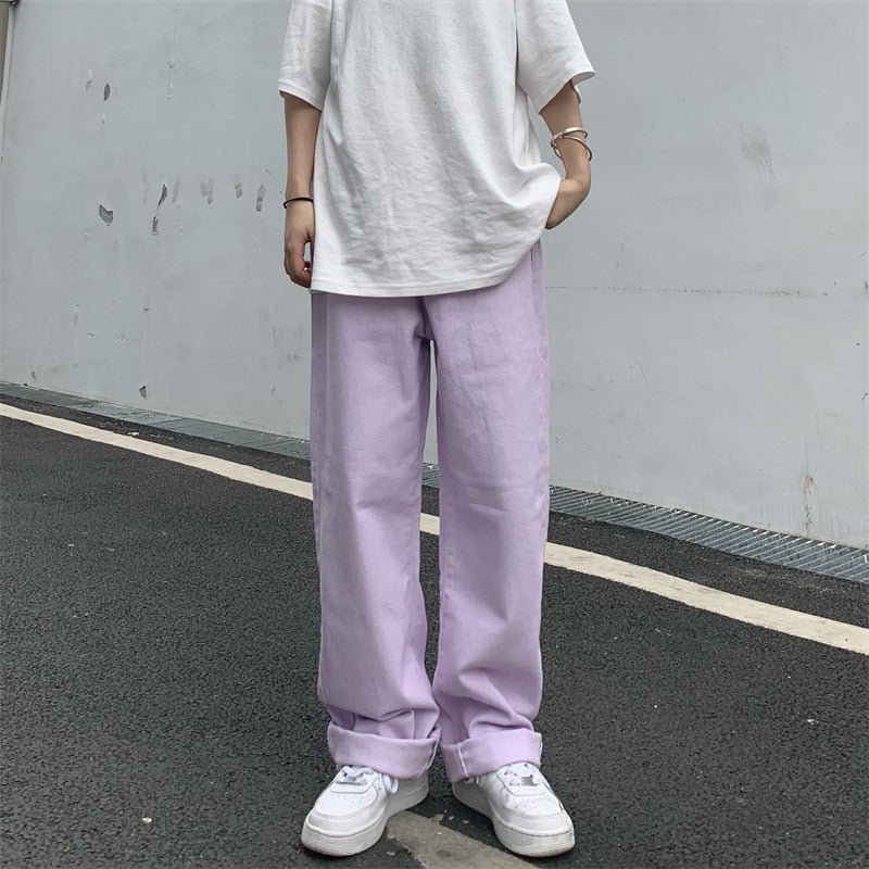 Korean Fashion Vintage Pastel Jeans