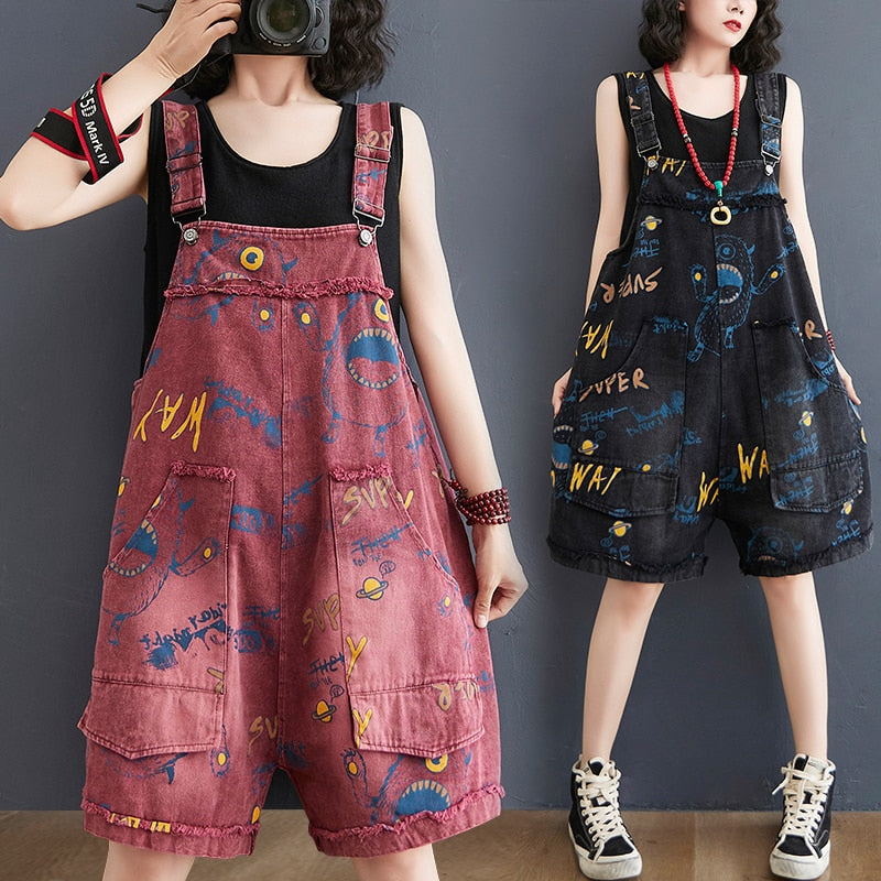 Denim Grunge Aesthetic Overalls