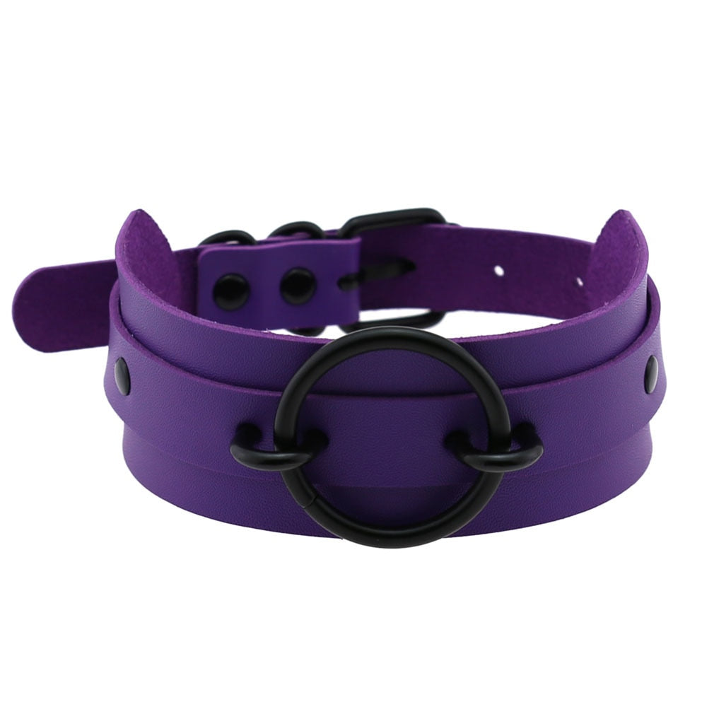 Purple Gothic Leather Chokers