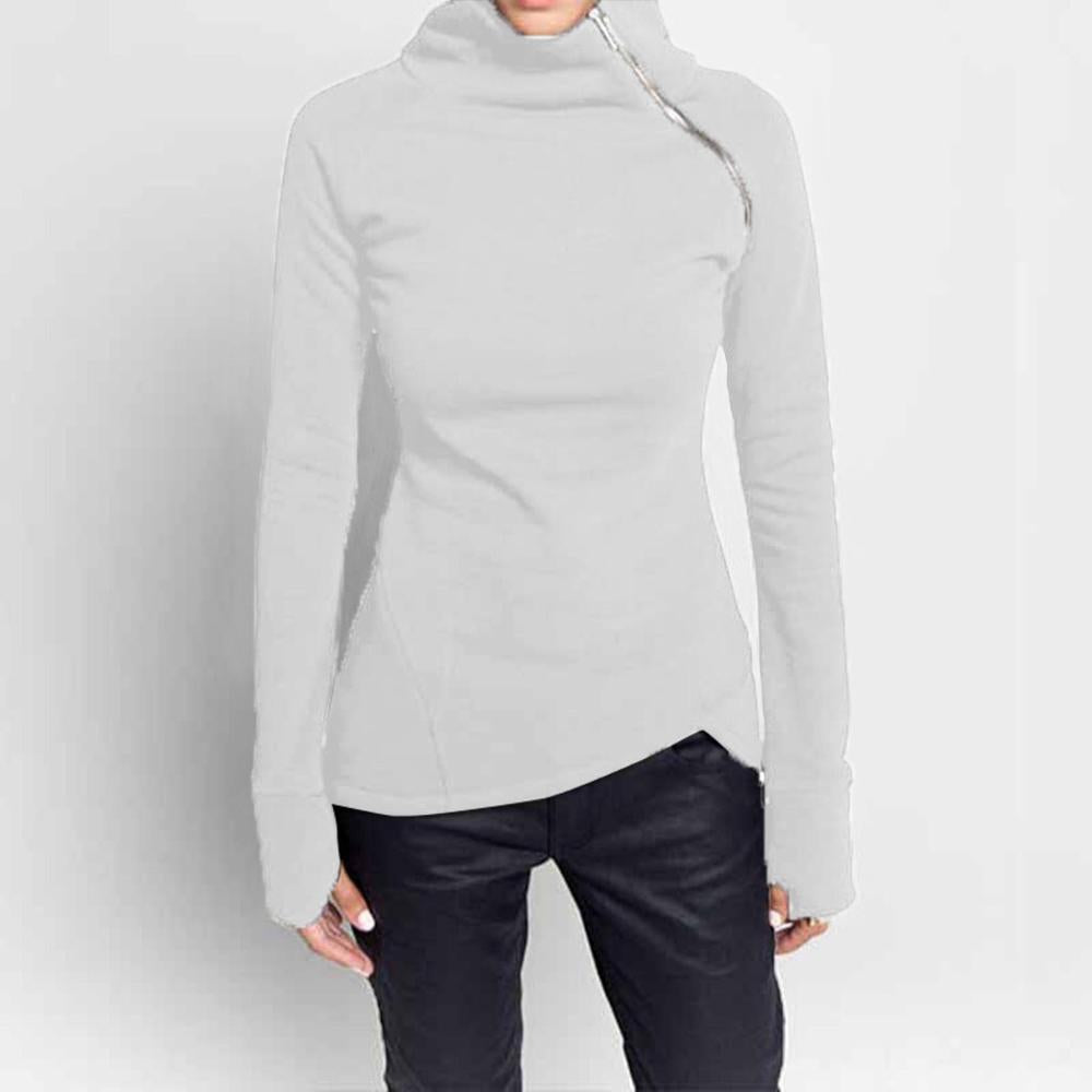 Turtleneck Long Sleeve Women's Zipper Jacket