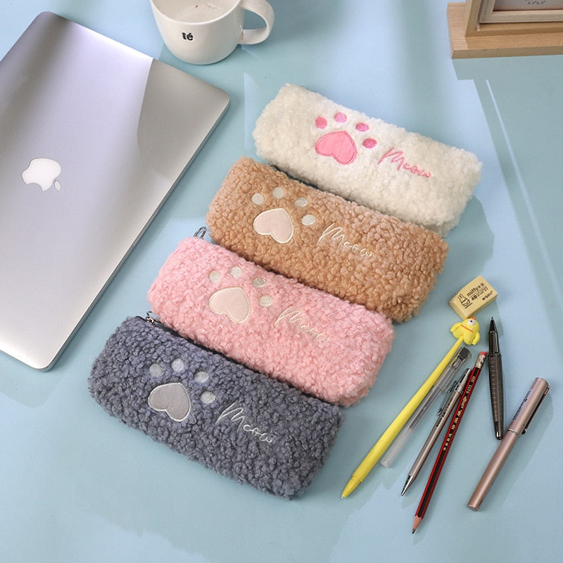 Fluffy Cat Paw Pencil Case