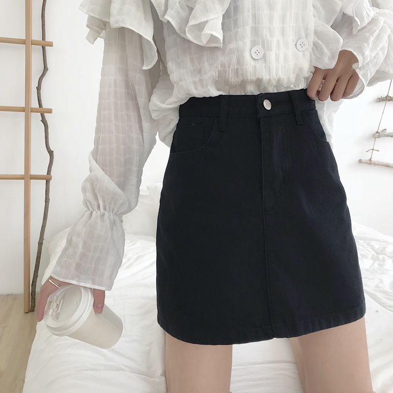 Solid Denim Mini Skirt