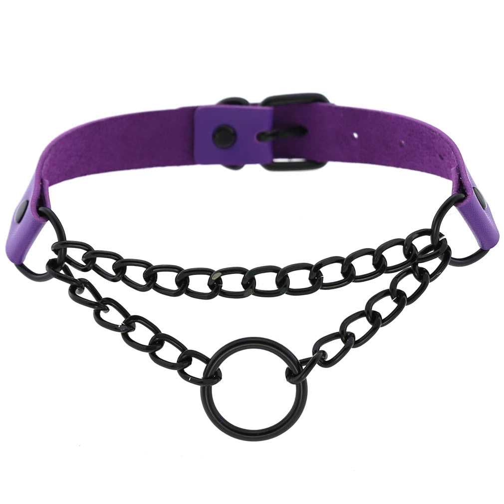 Purple Gothic Leather Chokers