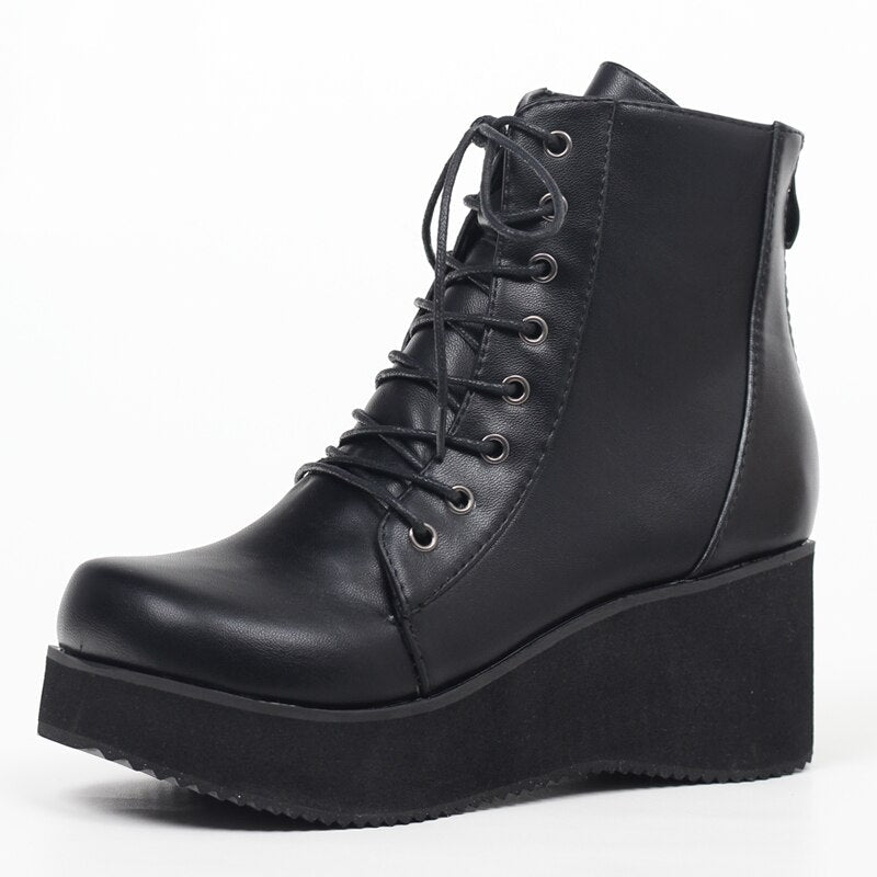 Holographic Leather Gothic Boots