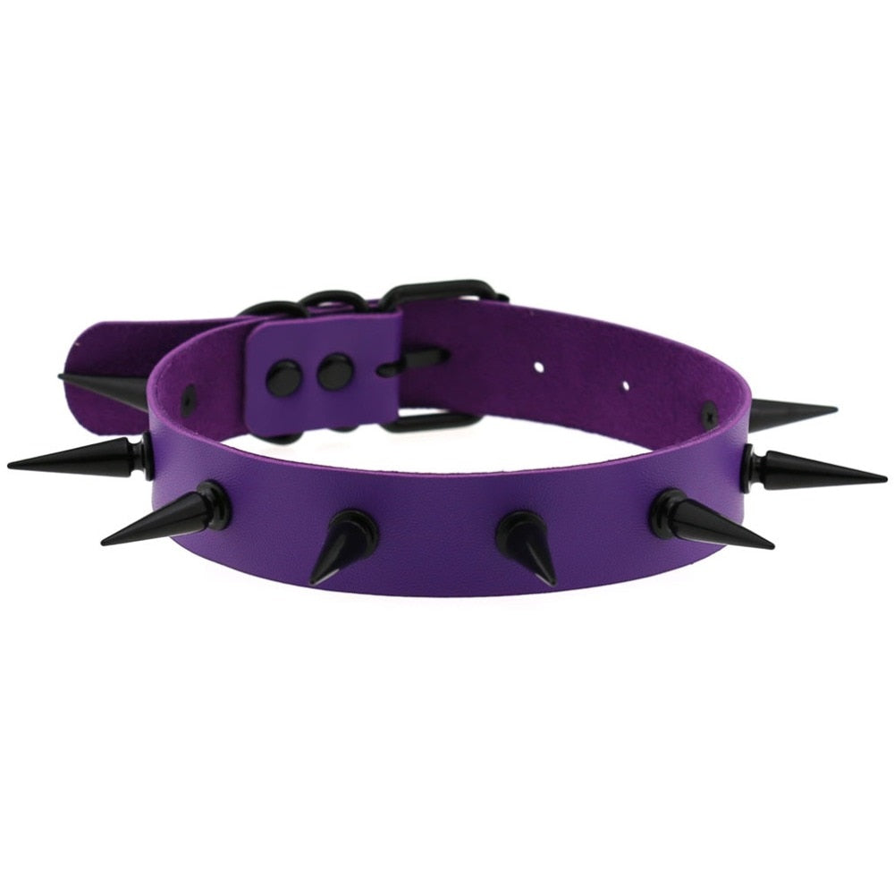 Purple Gothic Leather Chokers