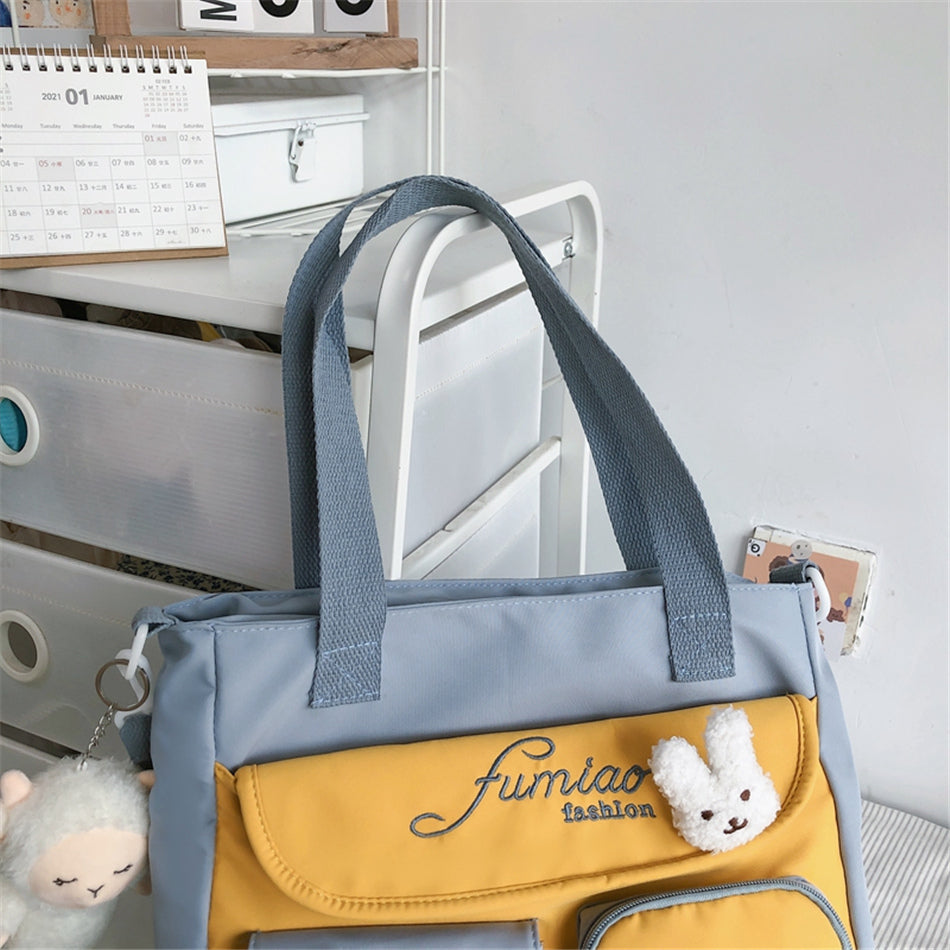 Nylon Patchwork Tote Bag