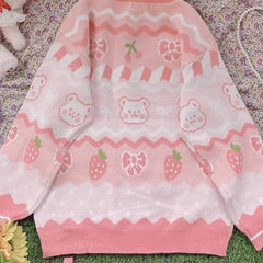 Kawaii Japanese Strawberry Bear Sweater