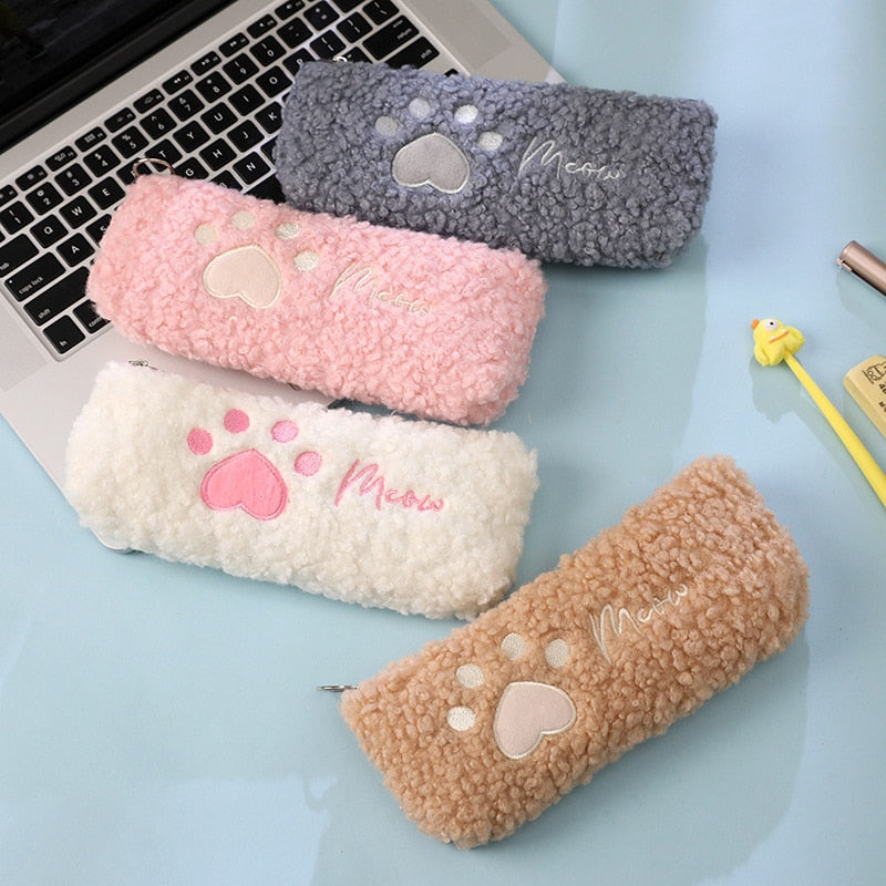 Fluffy Cat Paw Pencil Case