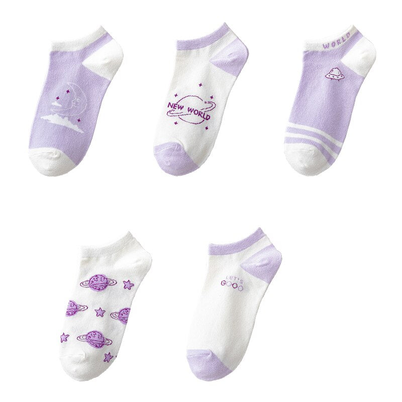 Ulzzang Girl Stars Planets Socks