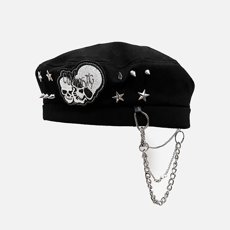 Harajuku Gothic Skull Beret Hat