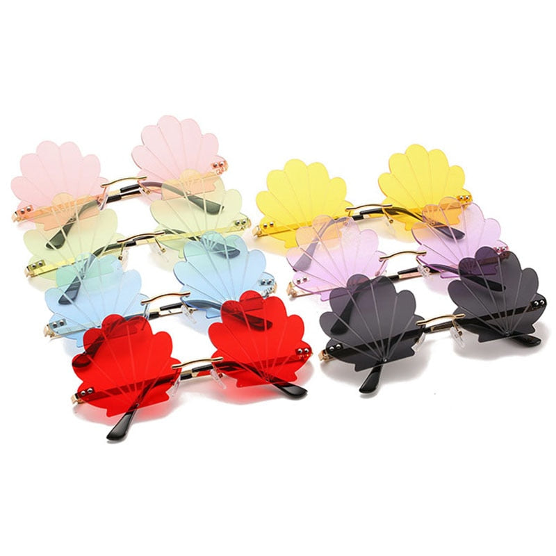 Retro Shell Rimless Sunglasses