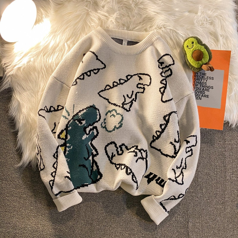 Harajuku Knitted Dinosaur Sweater