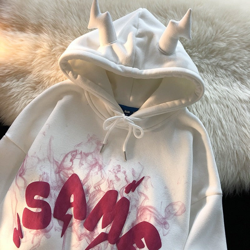 Preppy Style Horns Oversize Hoodie