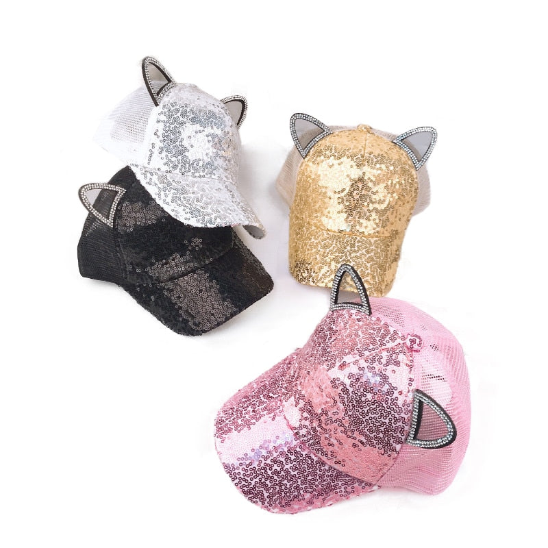 Sequin Ears Baseball Cap