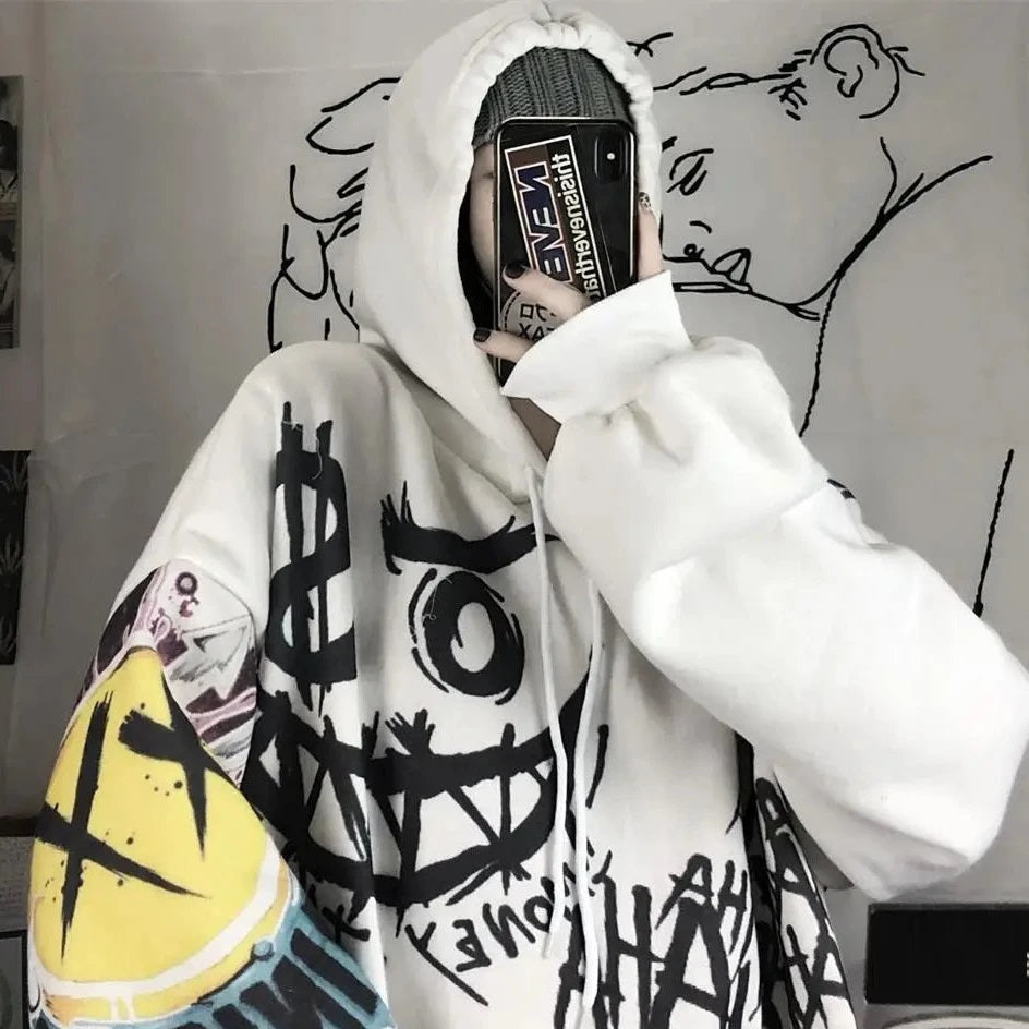 Harajuku Oversized Graffiti Hoodie