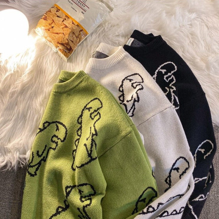 Harajuku Knitted Dinosaur Sweater