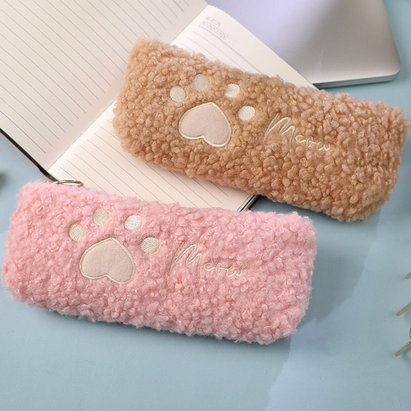 Fluffy Cat Paw Pencil Case
