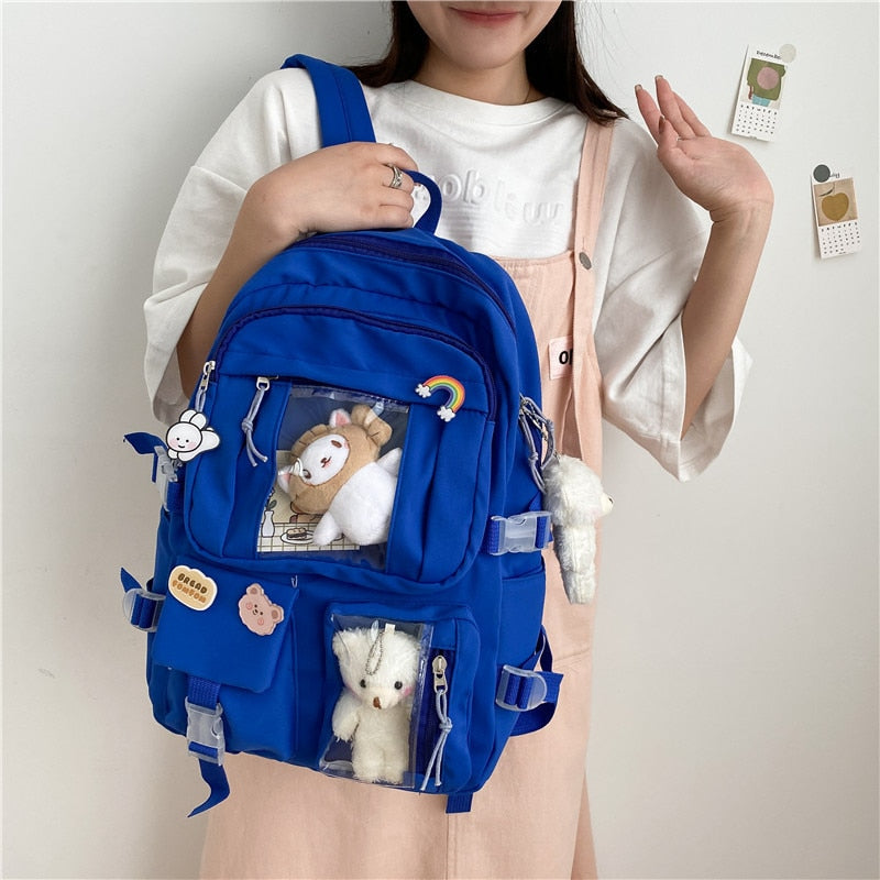 Cute Aesthetic Multi-Pocket Backpack